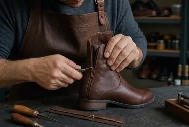 Sapateiro consertando zíper de bota em Indaiatuba
